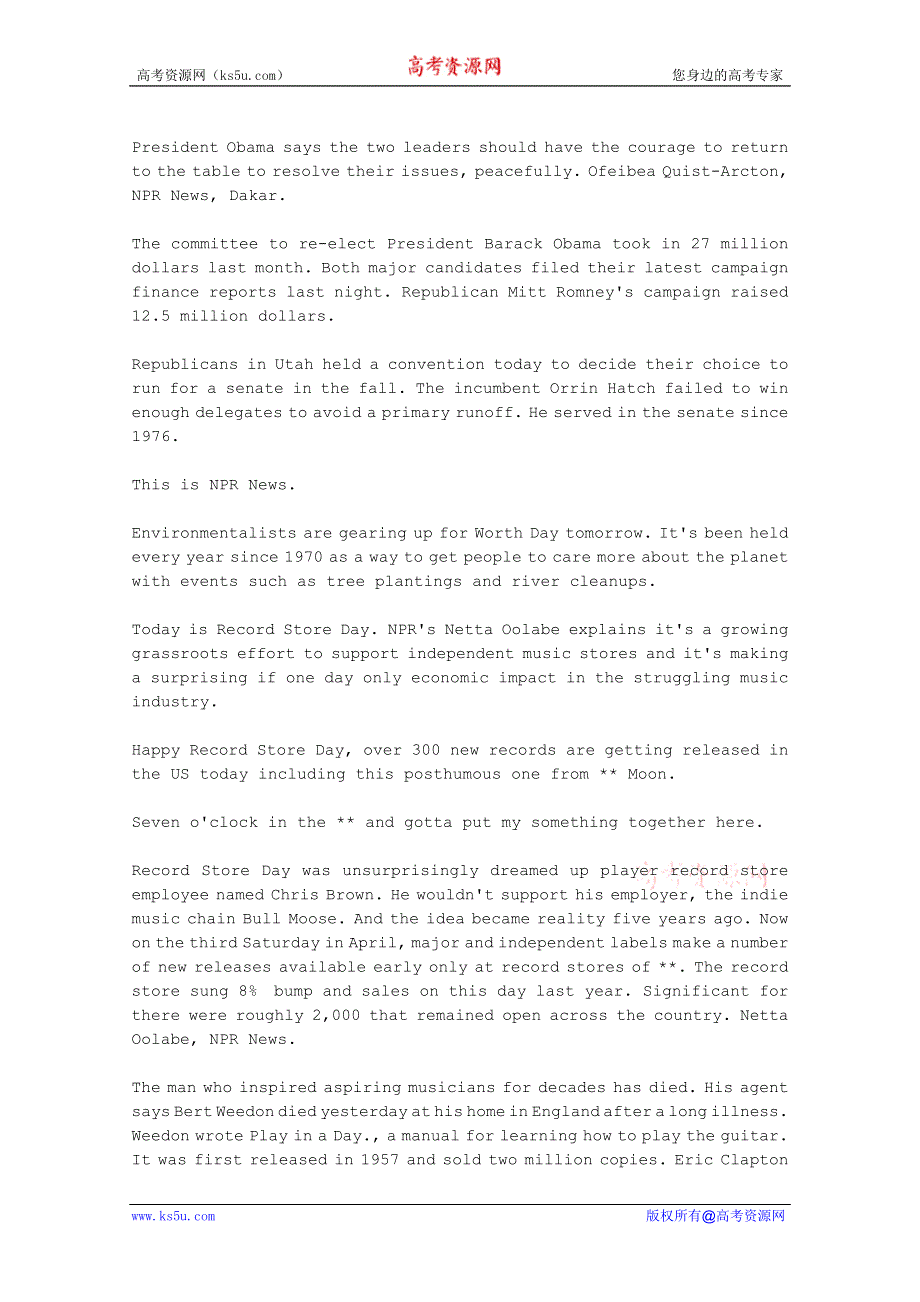 NPR英语听力2012年04月合辑（文本+翻译）：20120422NPRNEWS.doc_第2页