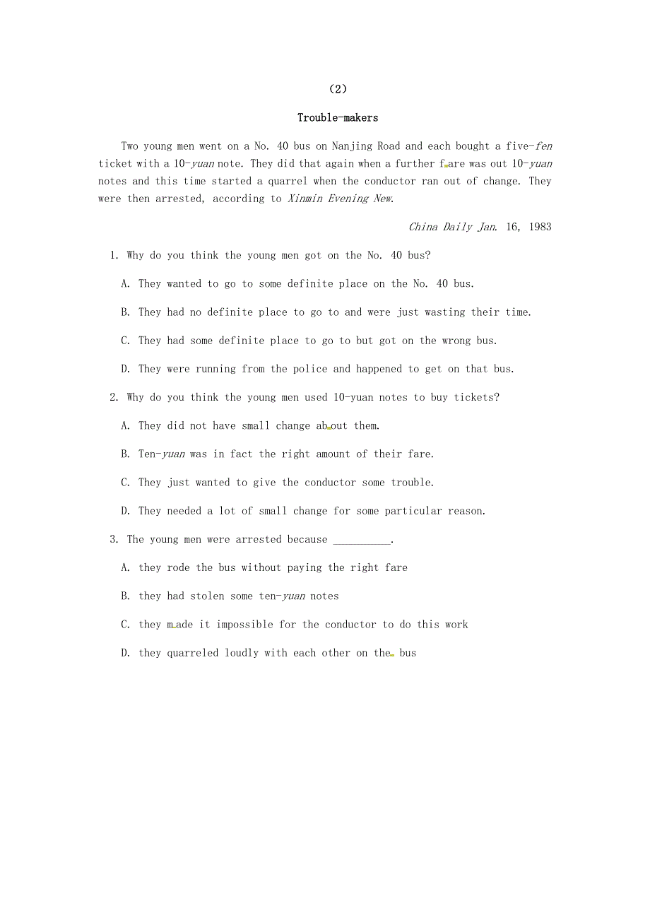 2019高考英语阅读理解轻松搞定推理判断题专项练习含解析.doc_第2页