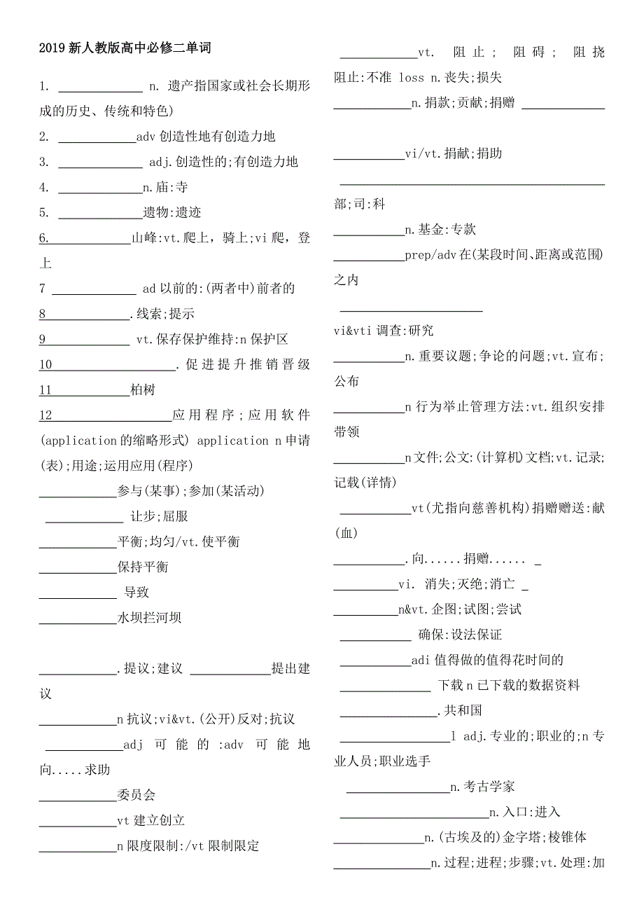 UNIT 1- UNIT 5 单元单词默写版 2020-2021学年高一英语人教版（2019）必修第二册.docx_第1页