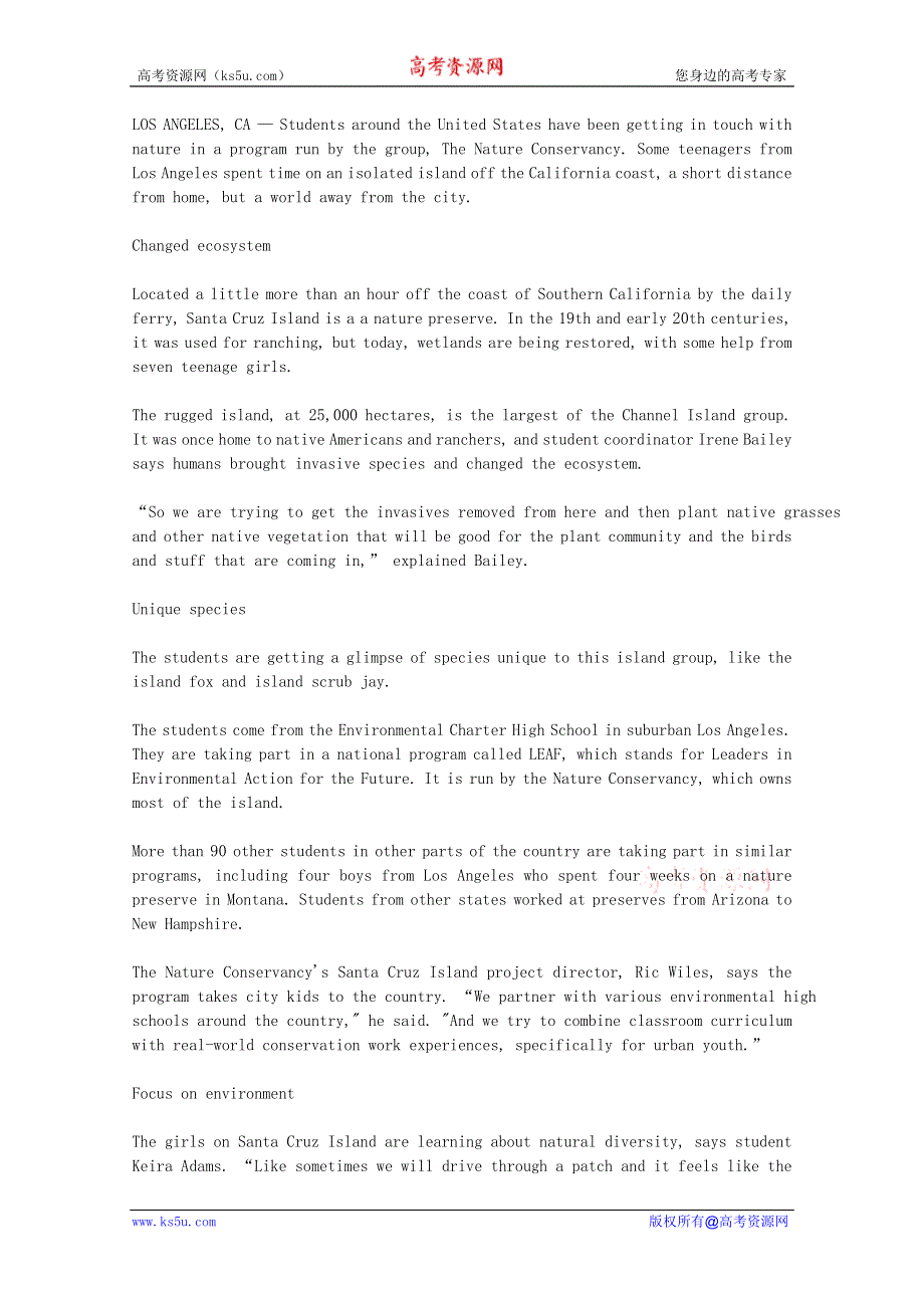 VOA常速英语听力2012年09月合辑（文本）：TEENS-HELP-REVIVE-CALIFORNIA-NATURE.doc_第1页