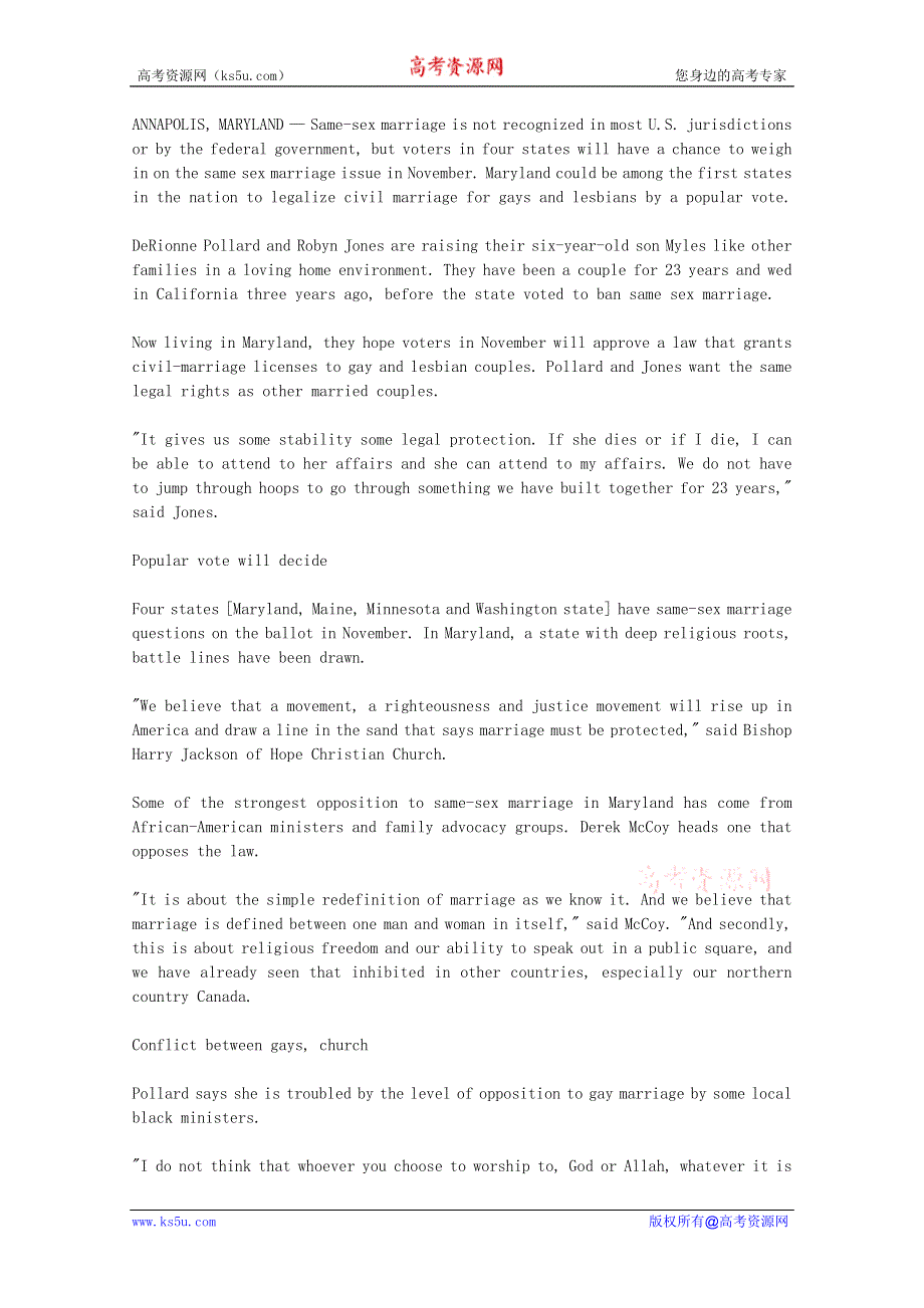 VOA常速英语听力2012年09月合辑（文本）：SEVERAL-US-STATES-TO-LET-VOTERS-DECIDE-SAME-SEX-MARRIAGE.doc_第1页