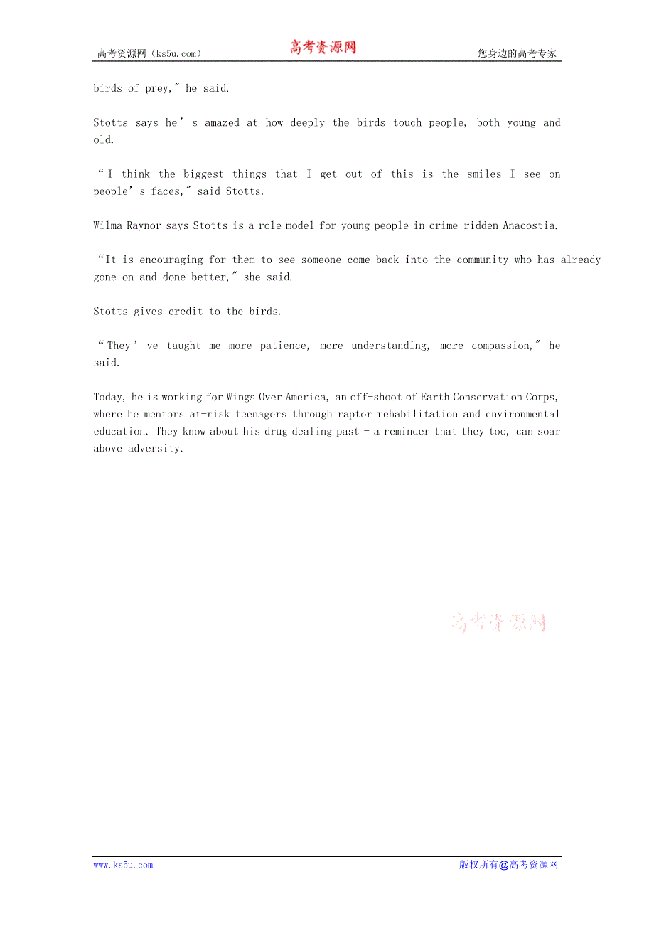 VOA常速英语听力2012年10月合辑（文本）：FALCONER-USES-BIRDS-TO-GIVE-YOUNG-PEOPLE-HOPE.doc_第2页