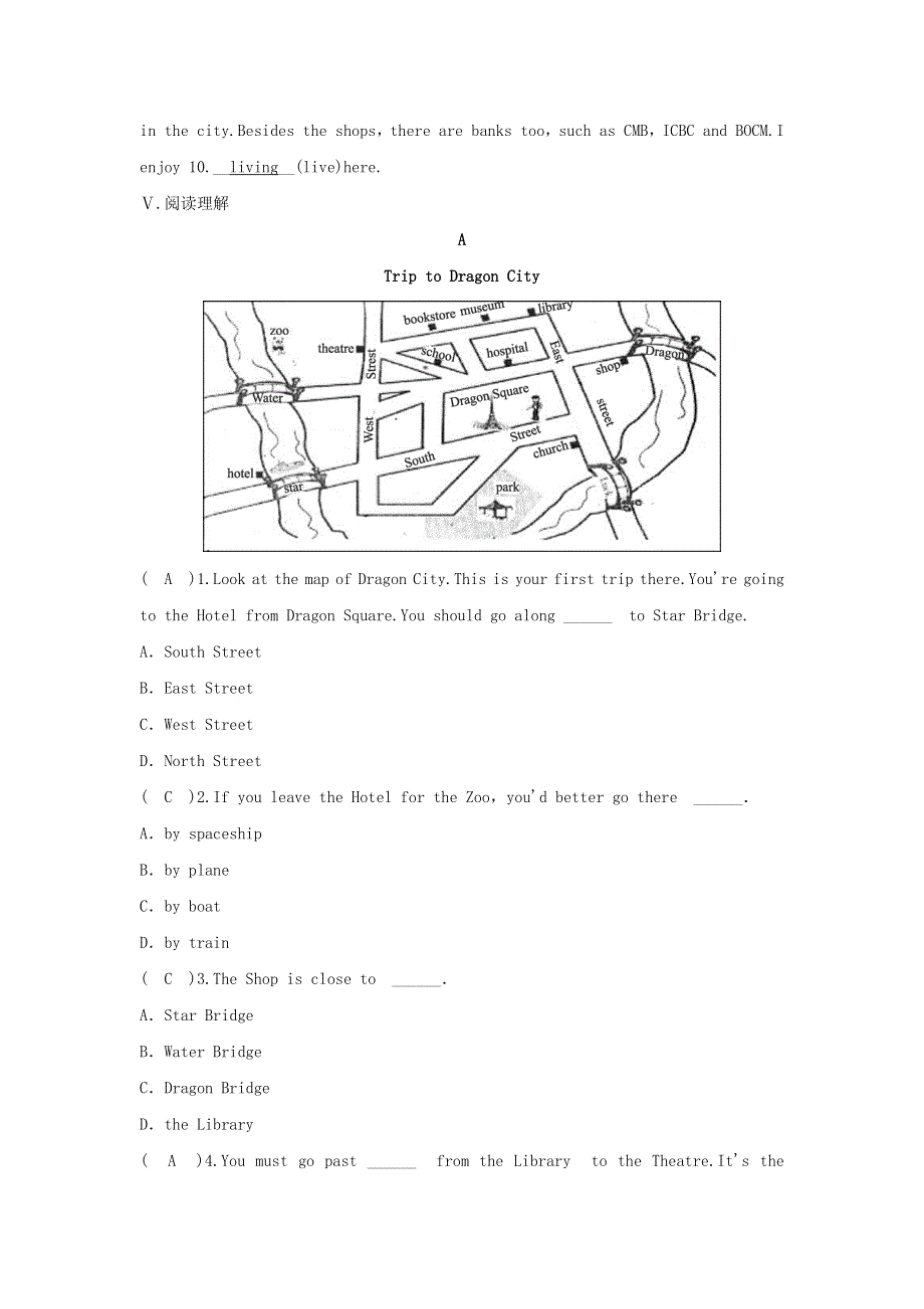 2020春七年级英语下册 Module 6 Around town Unit 2 The London Eye is on your right同步练习 （新版）外研版.docx_第3页