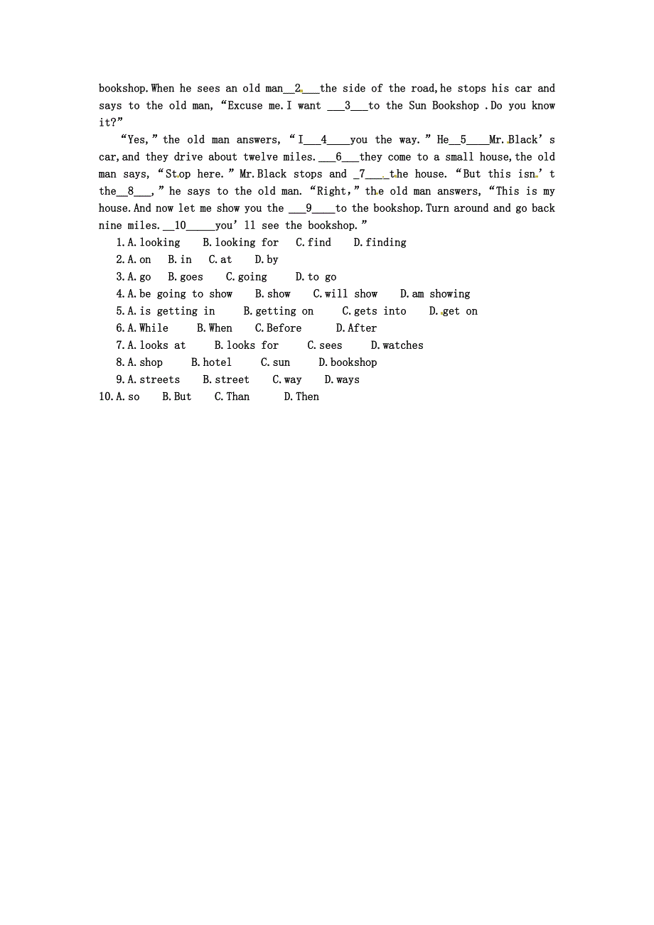 内蒙古鄂尔多斯市东胜区培正中学七年级英语下册 Module6 Unit 1 Could you tell me how to get to the National Stadium 练习题（无答案） 人教新目标版.doc_第3页