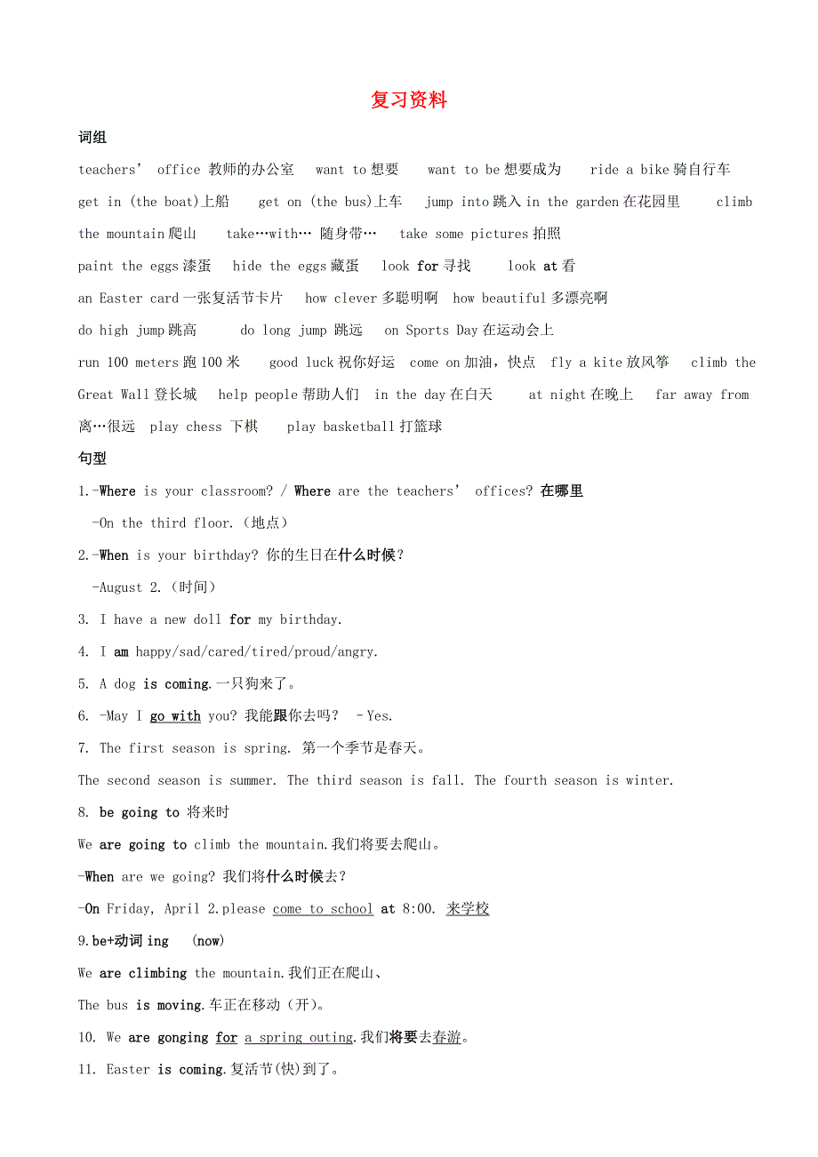 2020春五年级英语下册复习资料闽教版三起20200519286.doc_第1页