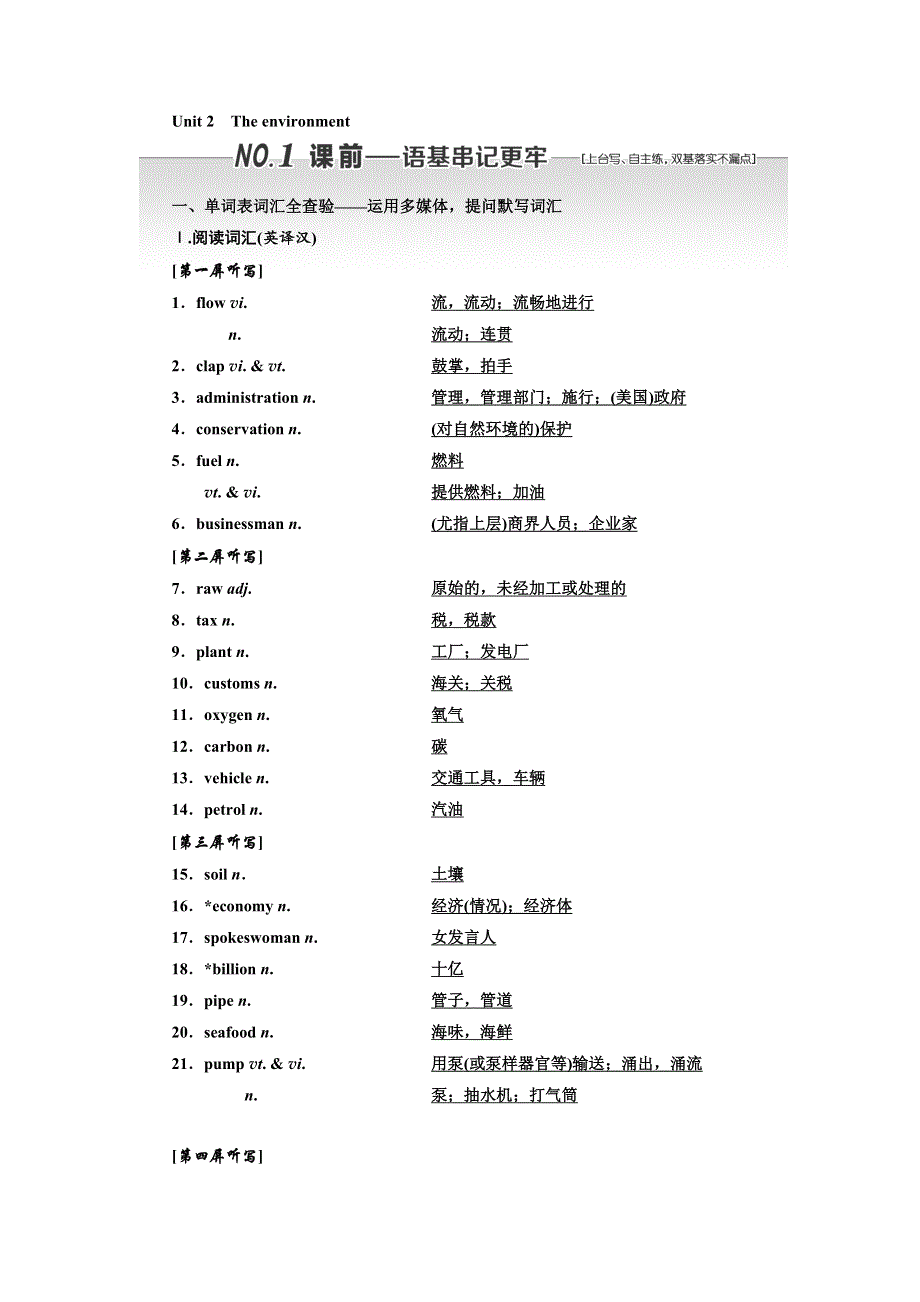 2020版一轮复习英语译林江苏专版学案：必修5 UNIT 2 THE ENVIRONMENT WORD版含解析.doc_第1页