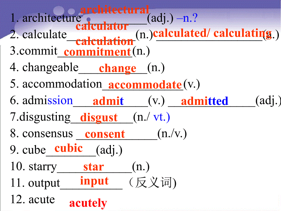 江苏省扬州市田家炳实验中学高中英语选修八：M8U3 WORDS AND EXPRESSIONS1 课件 .ppt_第2页