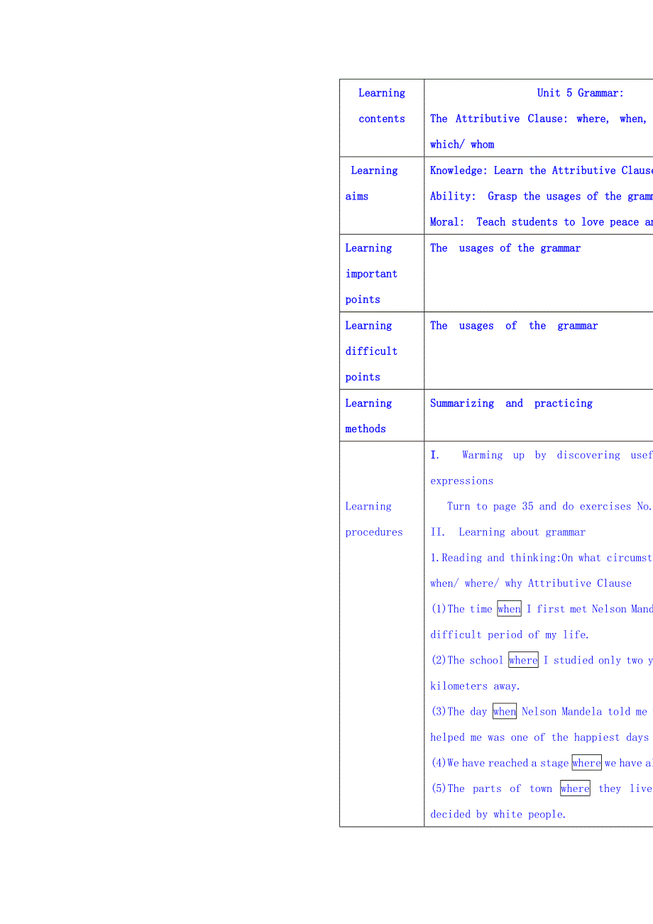 吉林省伊通满族自治县第三中学校人教版高一英语必修一 UINT 5NELSON MANDELA（3）导学案 .doc_第2页