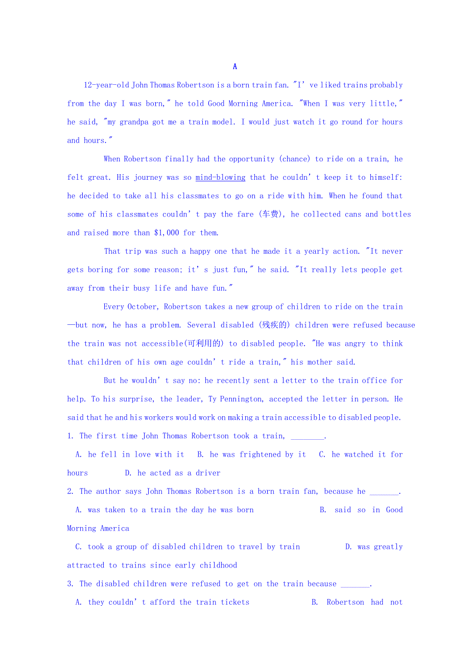 四川省攀枝花市第十二中学2018-2019学年高一上学期半期调研检测英语试题 WORD版含答案.doc_第3页