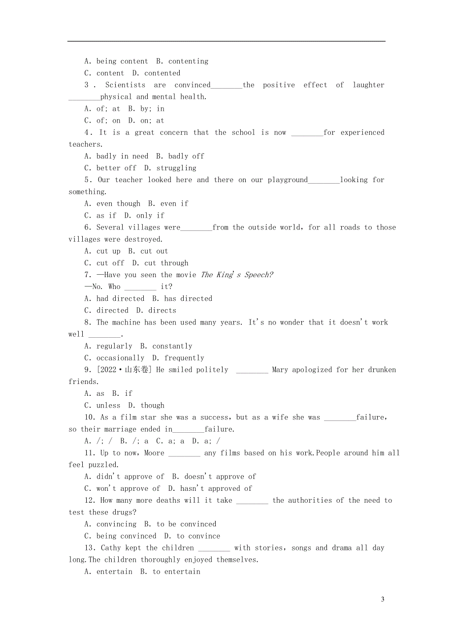 北京市2022高考英语一轮复习 练习手册（18）（含解析）新人教版.docx_第3页