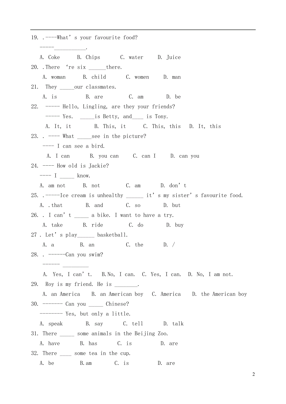 北京市东城区南区普通中学七年级英语上学期期中试题北师大版.docx_第2页