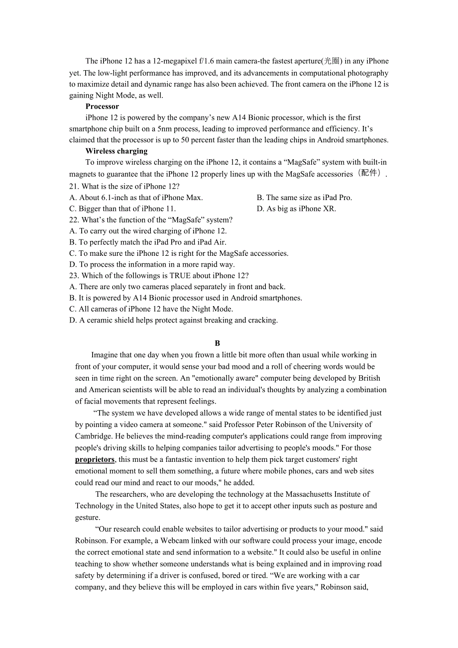 吉林省吉化第一高级中学校2021届高三上学期期中考试英语试卷 WORD版含答案.doc_第3页