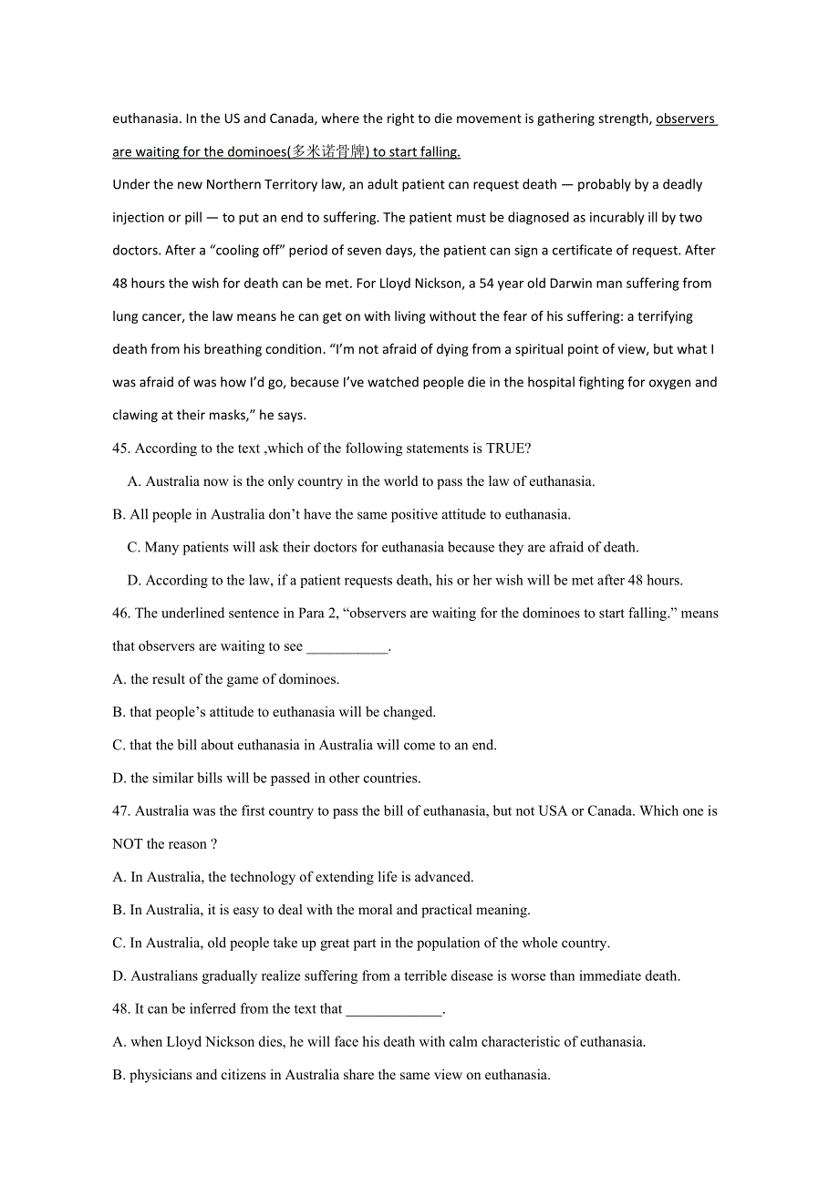 合川市2016高考英语短二轮：阅读理解训练（6）及答案.doc_第3页