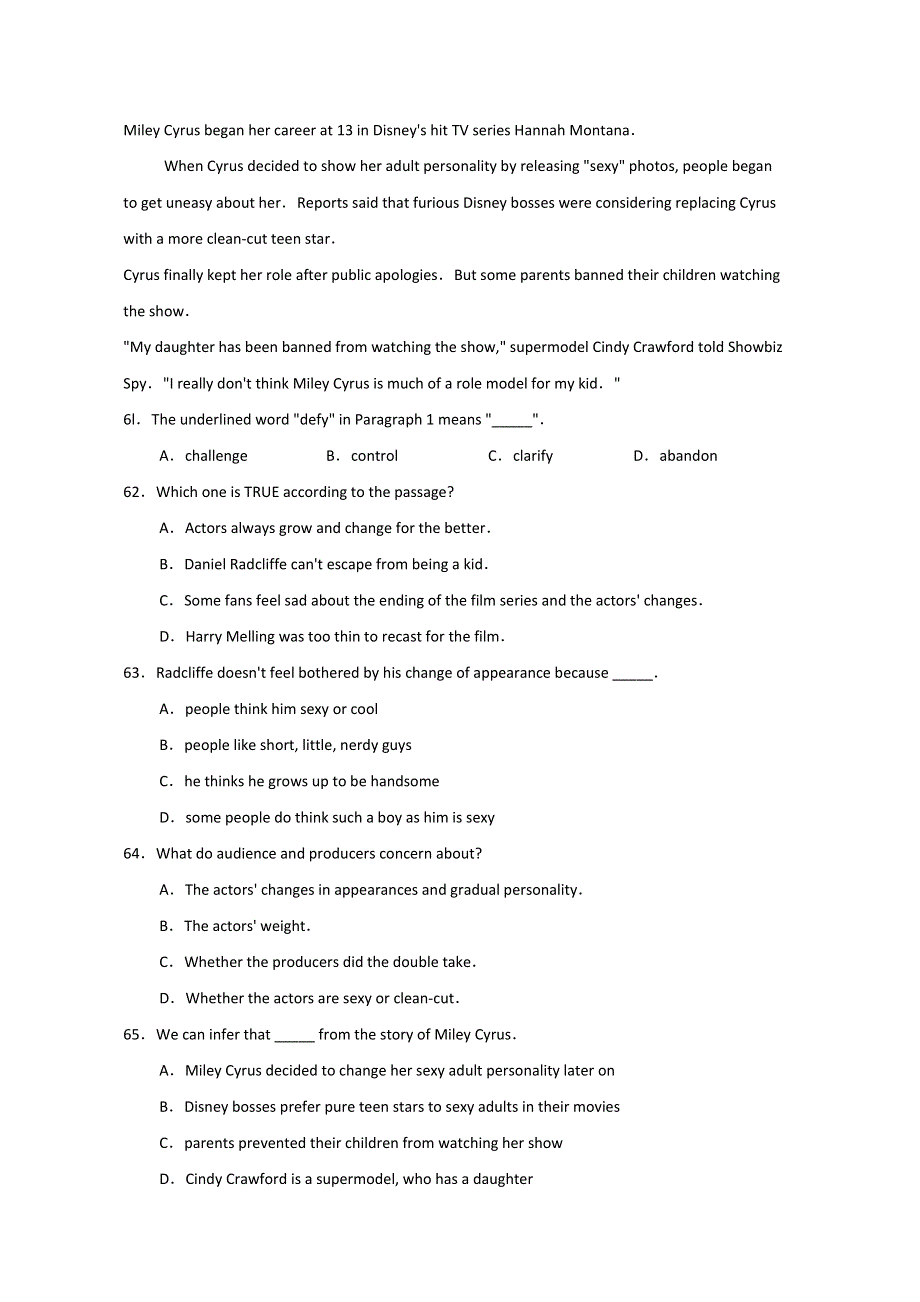 合川市2016高考英语短二轮：阅读理解训练（2）及答案.doc_第3页