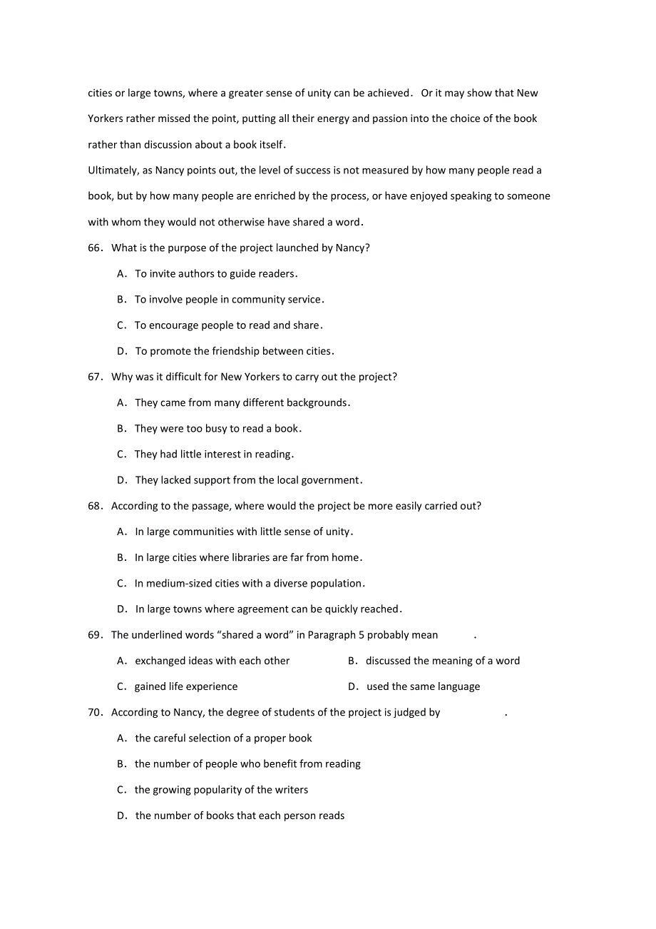 合川市2016高考英语短二轮：阅读理解训练（3）及答案.doc_第3页