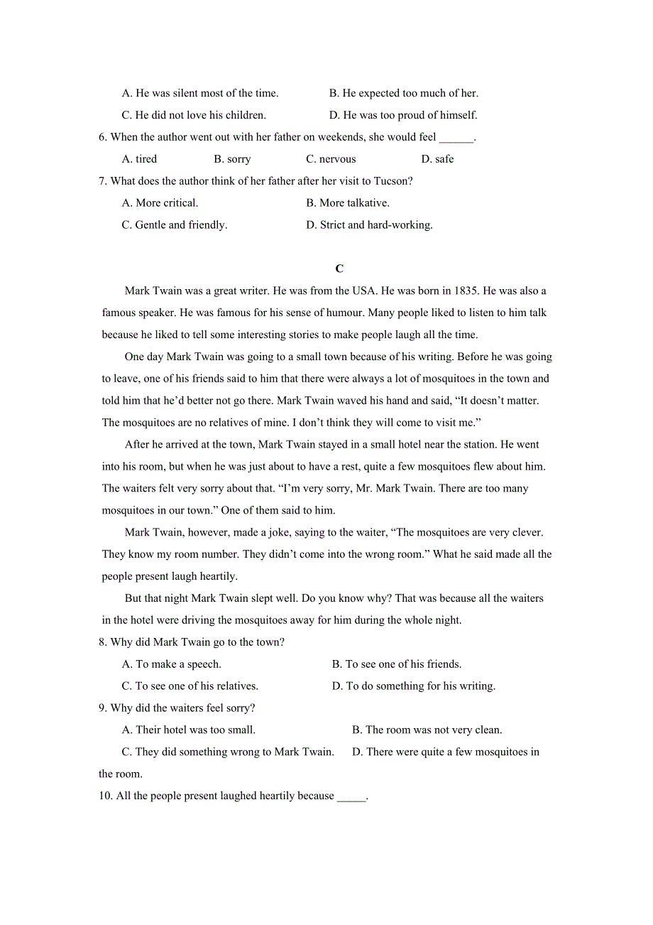 四川省成都新津为明学校2020-2021学年高一上学期第三次月考英语试卷 WORD版含答案.doc_第3页