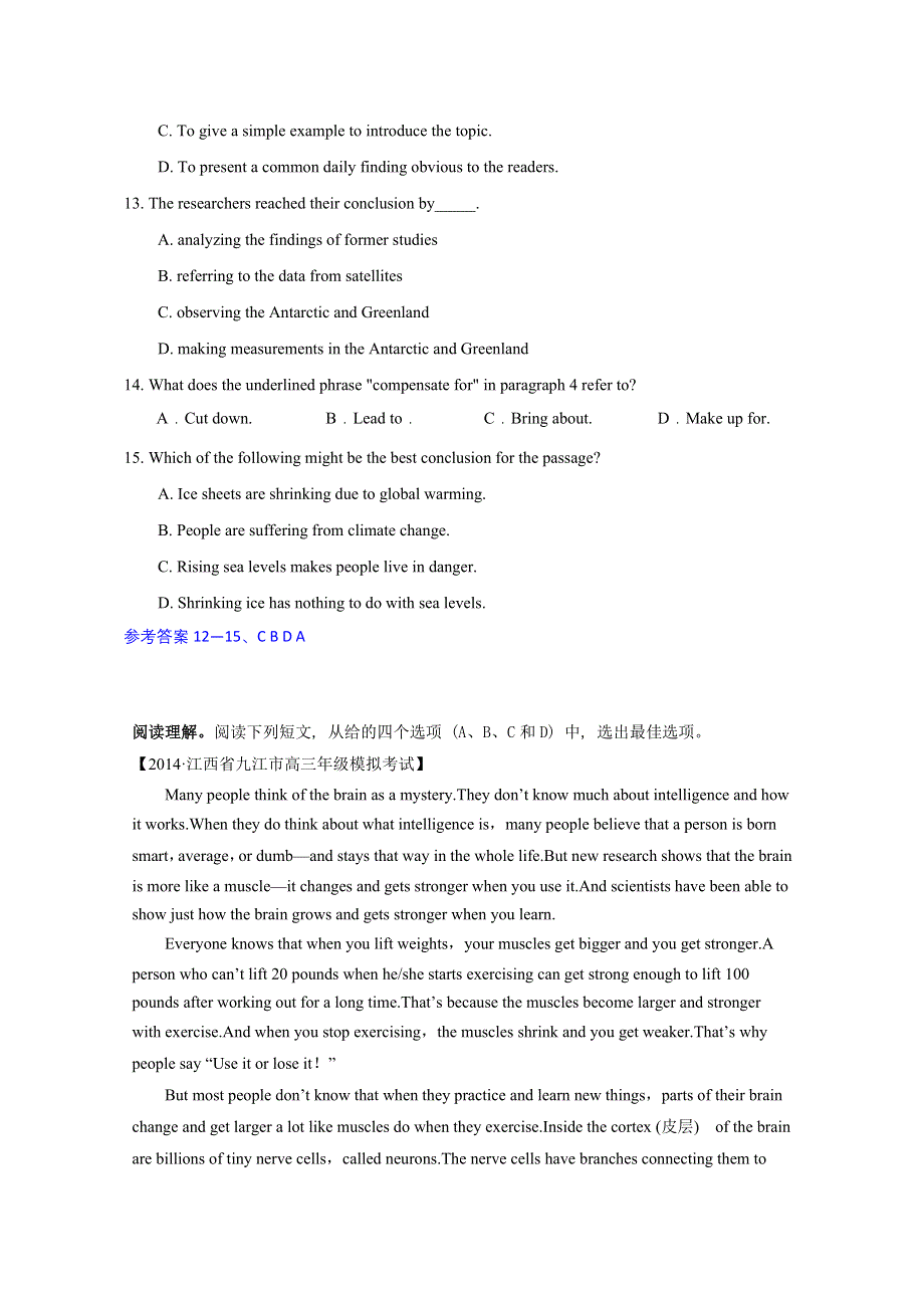 吉林柳河县2016高考英语（二轮）阅读理解选练（1）及答案.doc_第2页