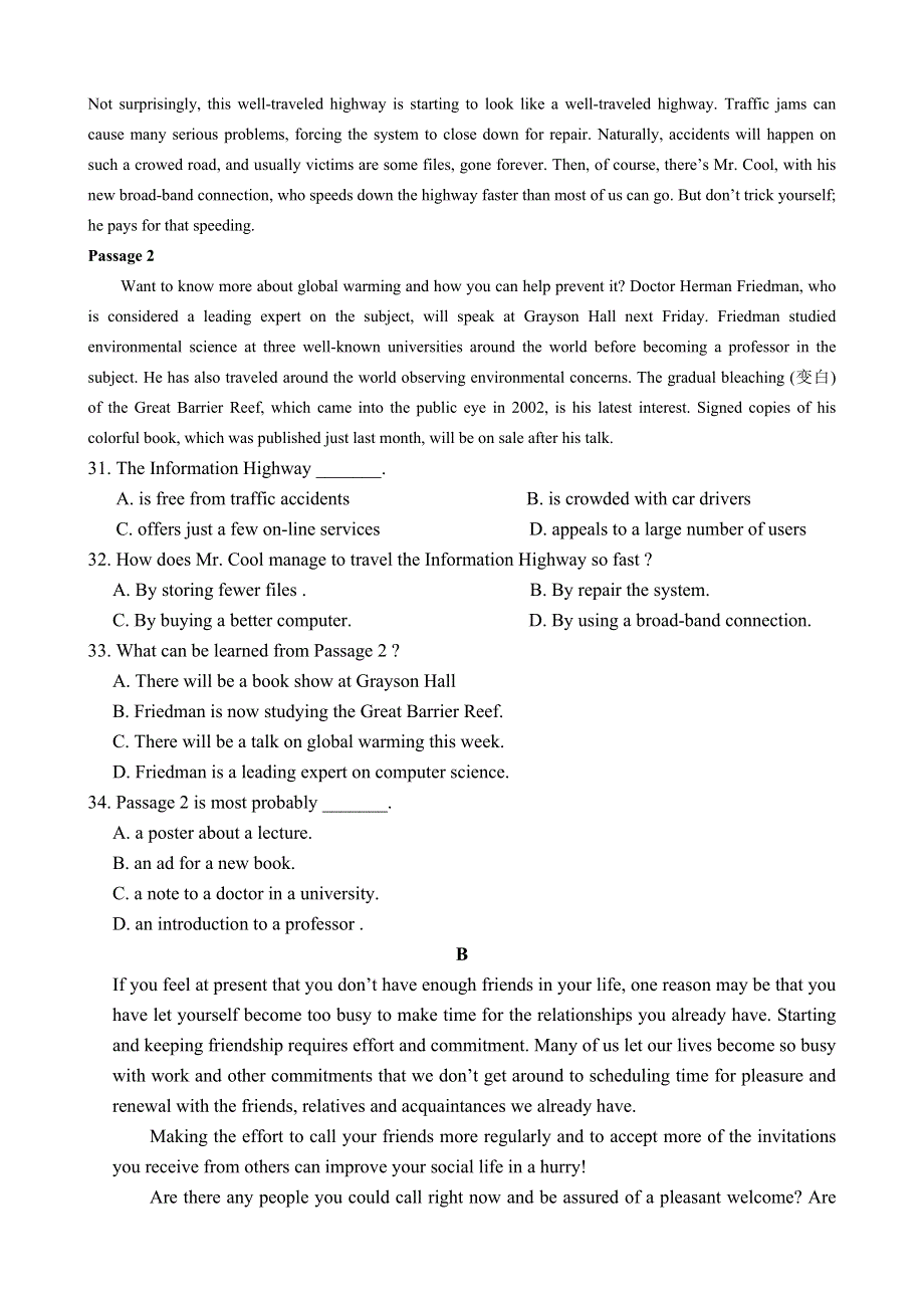 四川省成都树德协进中学2013-2014学年高二3月阶段性考试英语试题 WORD版含答案.doc_第3页