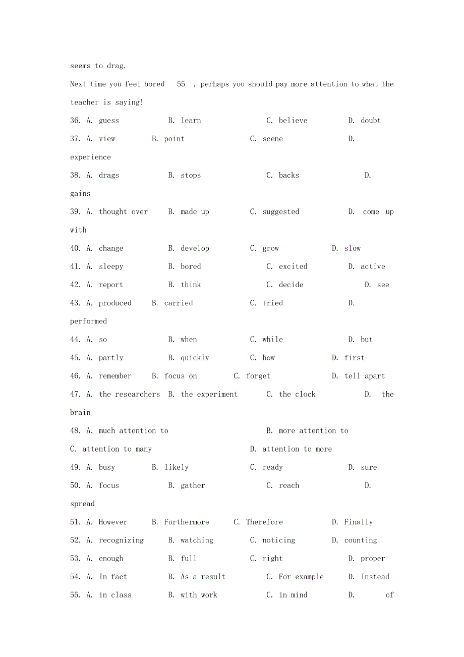 吉林省吉林市2013高考英语二轮 完形填空训练（8）.doc_第3页