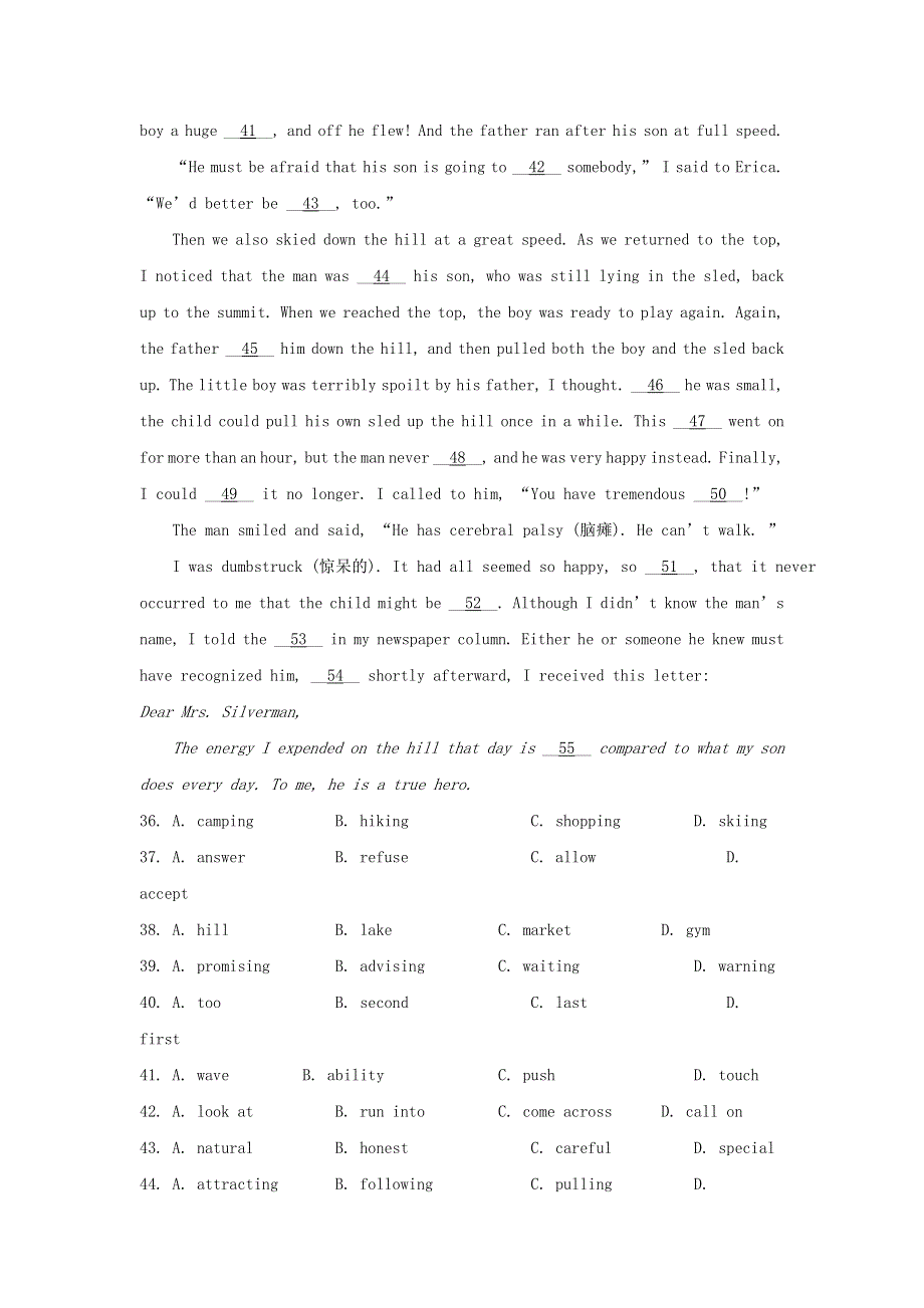 吉林省吉林市2013高考英语二轮 完形填空训练（9）.doc_第3页