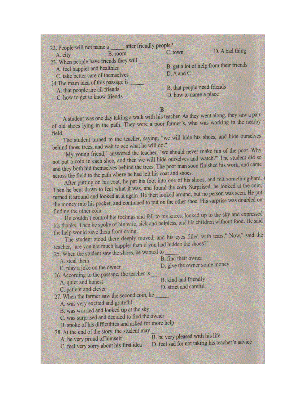 吉林省吉林市第一中学2018_2019学年高一英语上学期期中试题扫描版无答案.doc_第3页