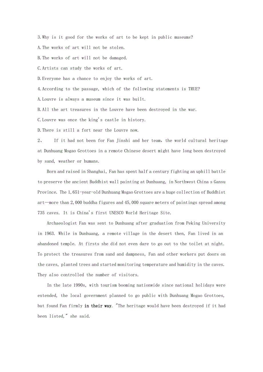 2020-2021学年新教材高中英语 Unit 1 Cultural Heritage Reading for Writing同步提升练习（含解析）新人教版必修第二册.doc_第2页