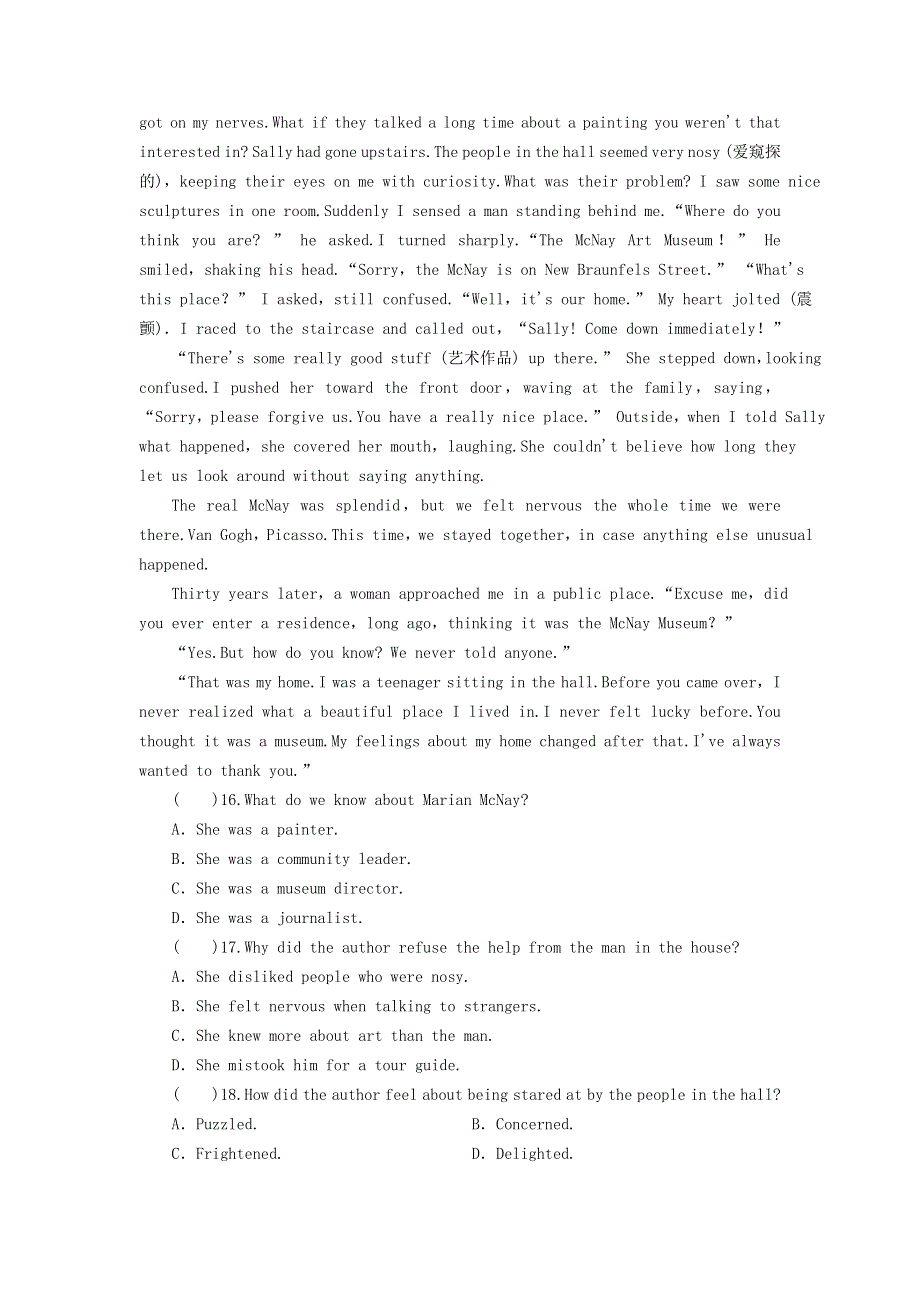 2020-2021学年新教材高中英语 UNIT 1 CULTURAL HERITAGE同步作业（含解析）新人教版必修第二册.doc_第3页