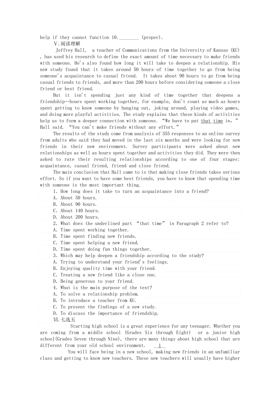 2020-2021学年新教材高中英语 Unit 1 Life Choices Part Ⅳ Lesson 2 Understanding and Coping with Stress课时作业（含解析）北师大版必修第一册.doc_第2页