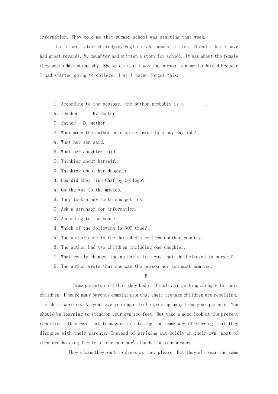 2020-2021学年新教材高中英语 Unit 1 Teenage life Section Ⅳ Listening and Talking .doc_第2页