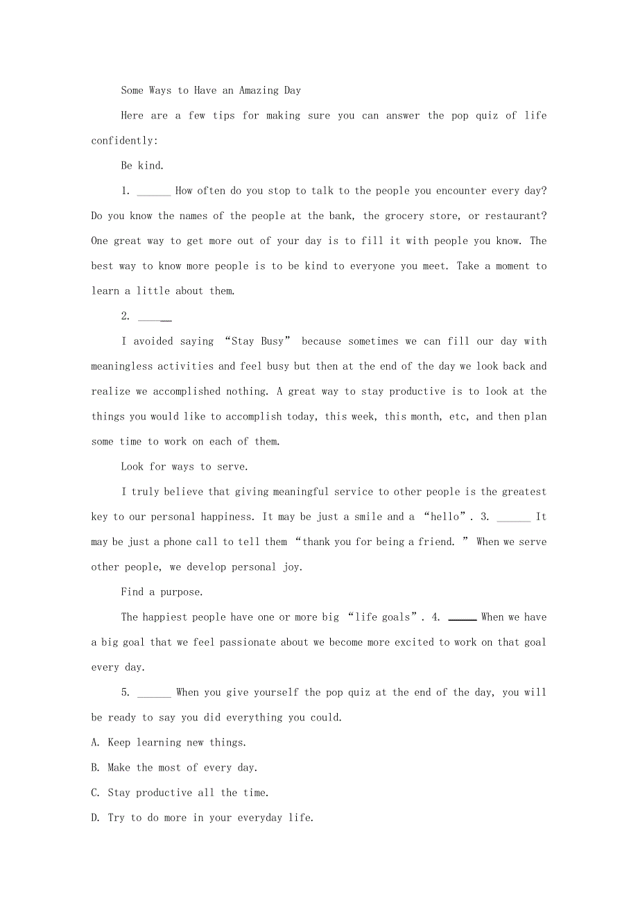 2020-2021学年新教材高中英语 Unit 2 Making a difference Period 1课时素养检测（含解析）外研版必修第三册.doc_第3页