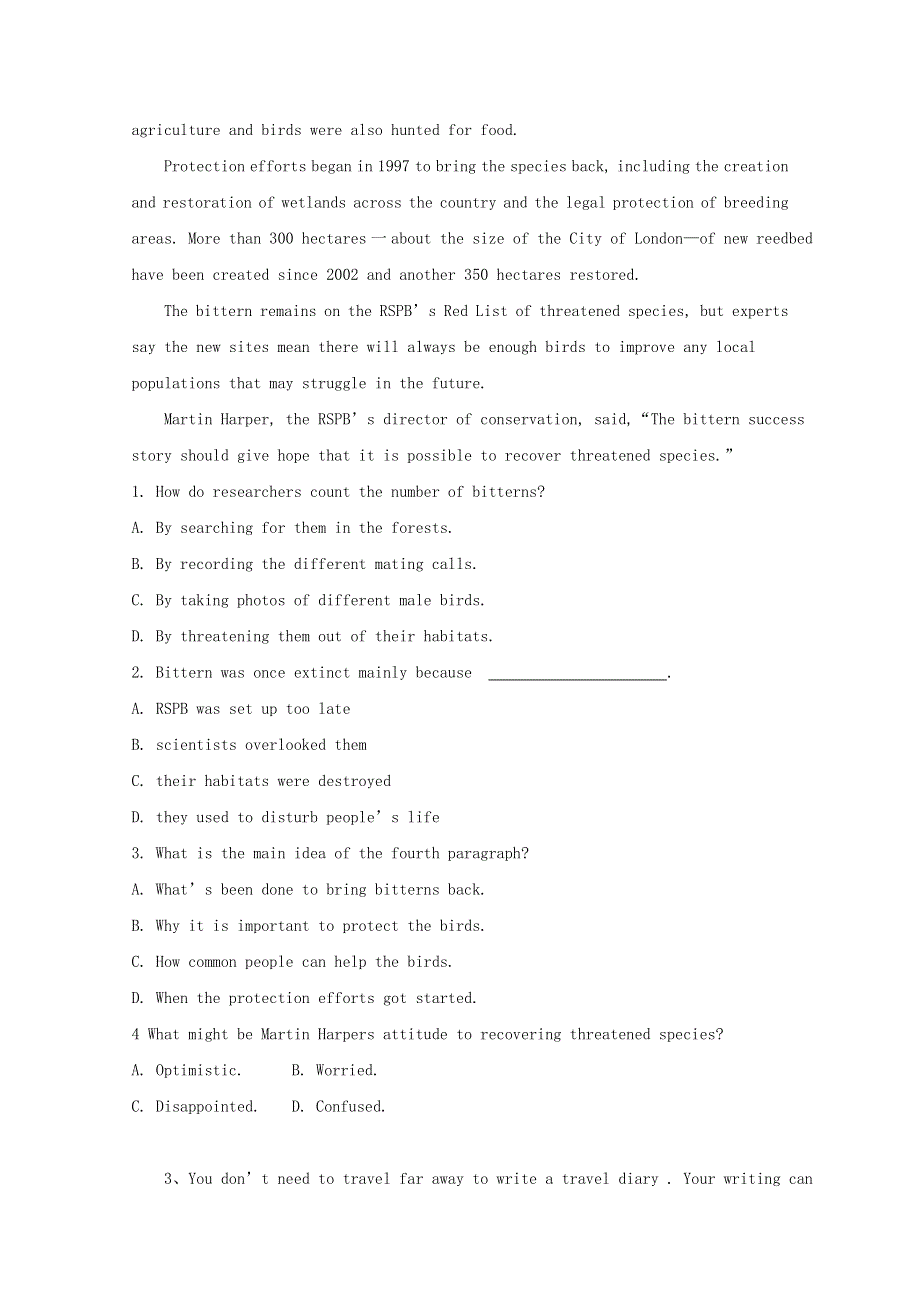 2020-2021学年新教材高中英语 Unit 2 Wildlife protection Listening and Speaking .doc_第3页