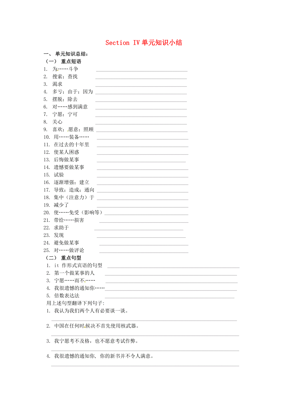 吉林省吉林市第一中学校高中英语 Unit2 Working the land Section IV单元知识小结 新人教版必修4.doc_第1页