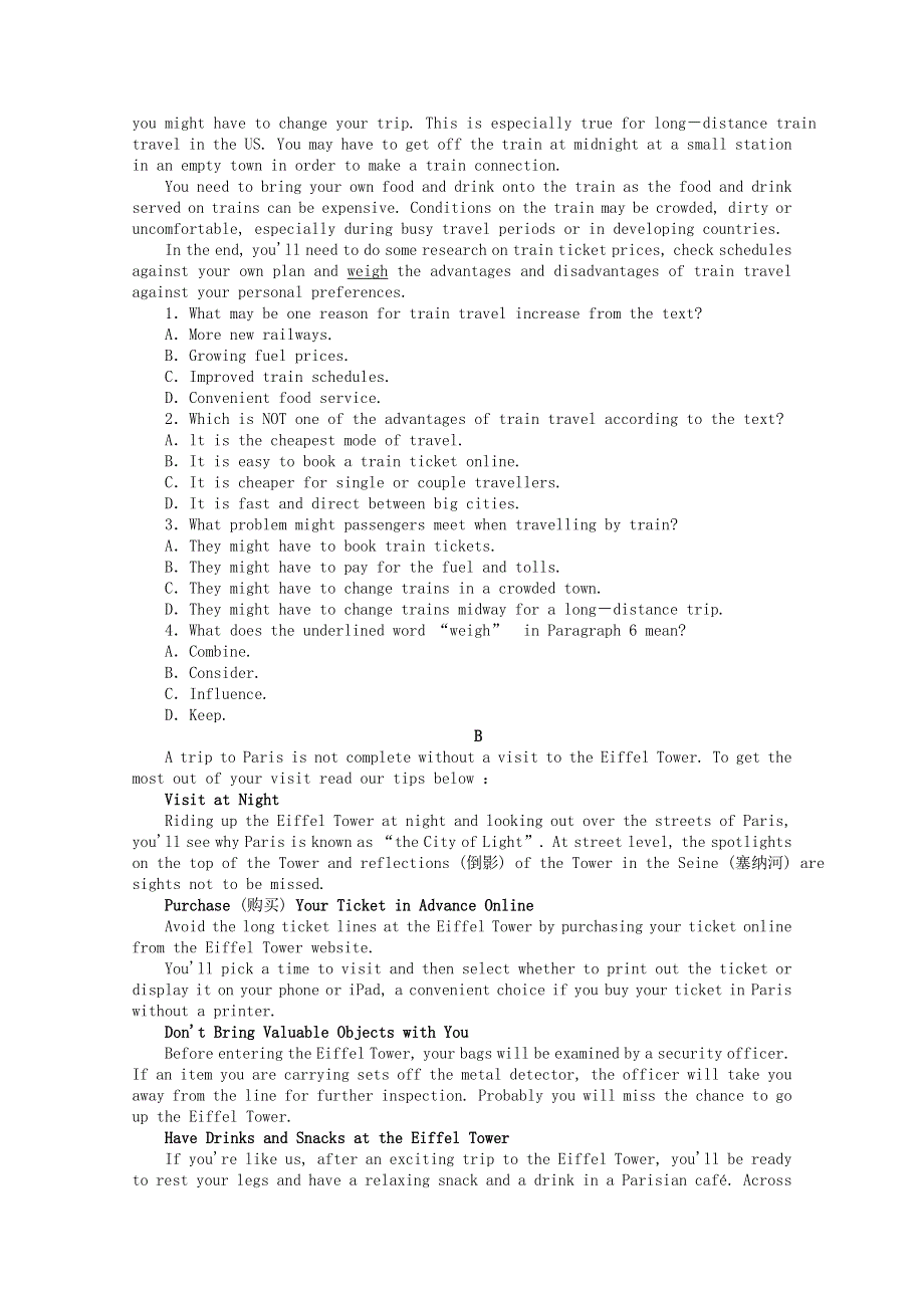 2020-2021学年新教材高中英语 Unit 2 Travelling Around课时作业（一）Listening and Speaking（含解析）新人教版必修第一册.doc_第2页