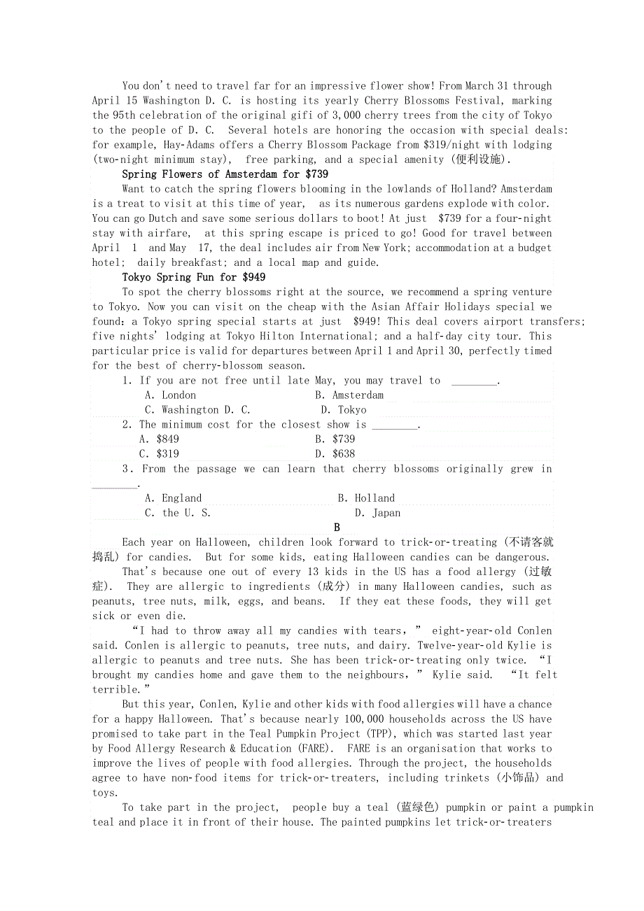 2020-2021学年新教材高中英语 Unit 3 Celebrations Part 2 Lesson 1 Spring Festival层级练（含解析）北师大版必修第一册.doc_第3页