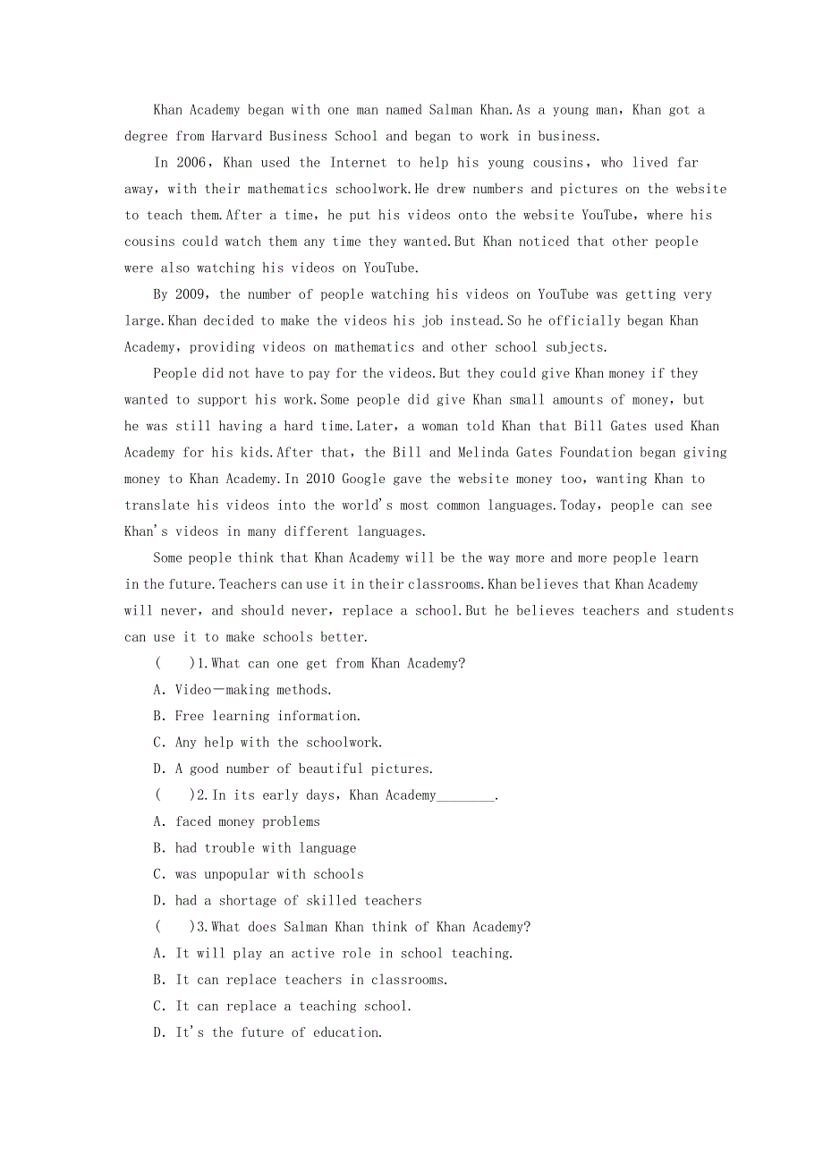 2020-2021学年新教材高中英语 UNIT 3 THE INTERNET Period 2同步作业（含解析）新人教版必修第二册.doc_第3页