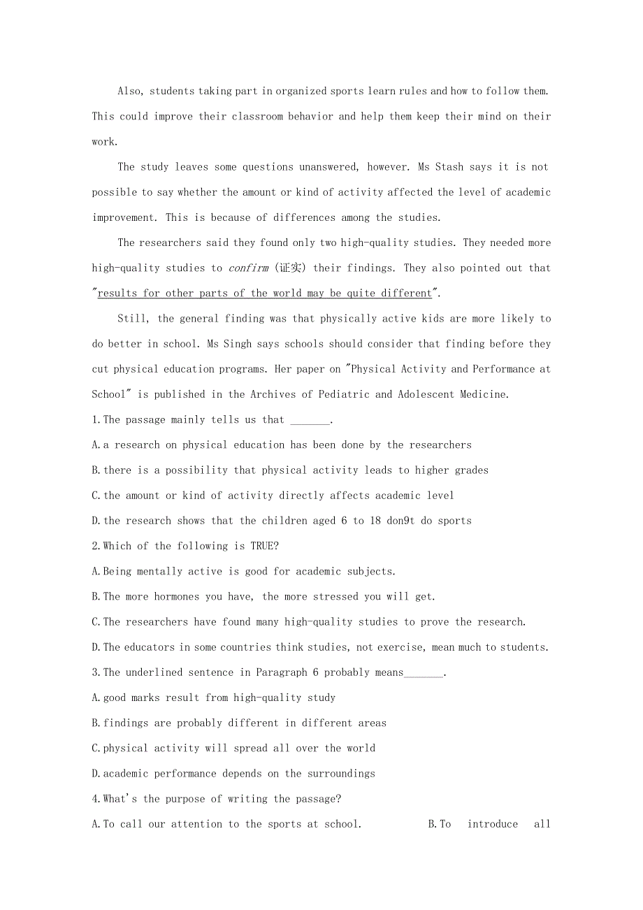 2020-2021学年新教材高中英语 Unit 3 Sports and fitness Reading for Writing同步提升练习（含解析）新人教版必修第一册.doc_第3页