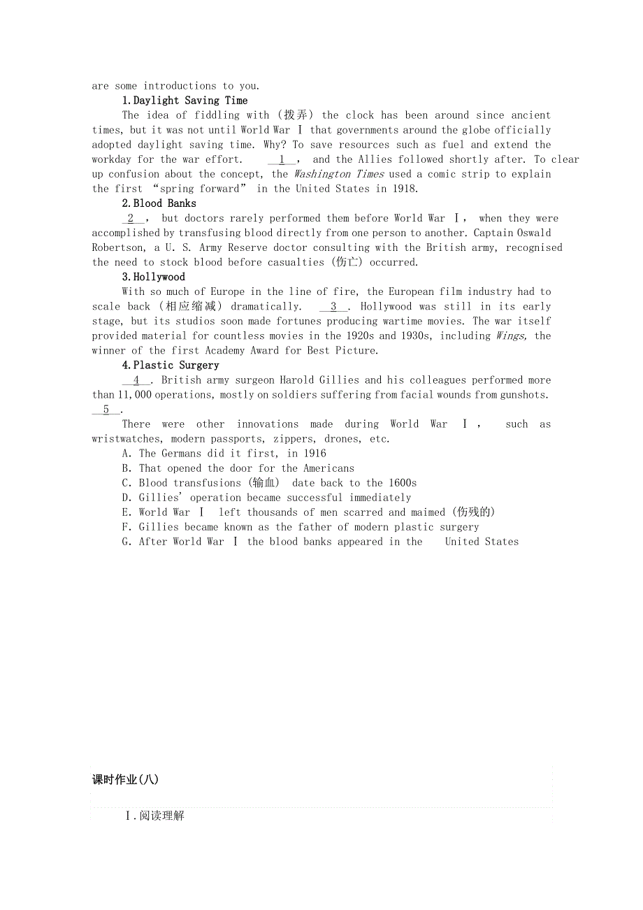 2020-2021学年新教材高中英语 Unit 3 War and peace Section Ⅱ Using language课时作业（含解析）外研版选择性必修第三册.doc_第3页