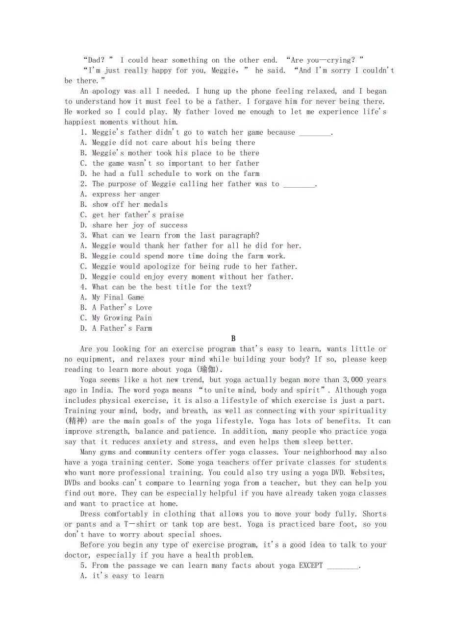 2020-2021学年新教材高中英语 Unit 3 Sports and Fitness课时作业（一）Listening and Speaking（含解析）新人教版必修第一册.doc_第2页