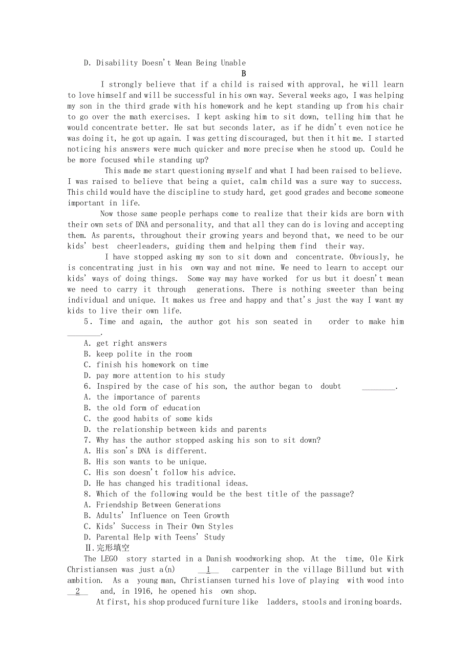 2020-2021学年新教材高中英语 Unit 4 Adversity and Course Section Ⅰ Reading and Thinking课时作业（含解析）新人教版选择性必修第三册.doc_第2页