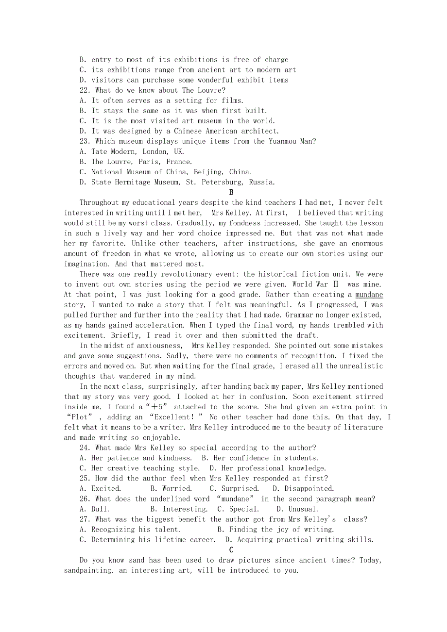 2020-2021学年新教材高中英语 Unit 4 Meeting the muse单元素养评估课时作业（含解析）外研版选择性必修第一册.doc_第3页