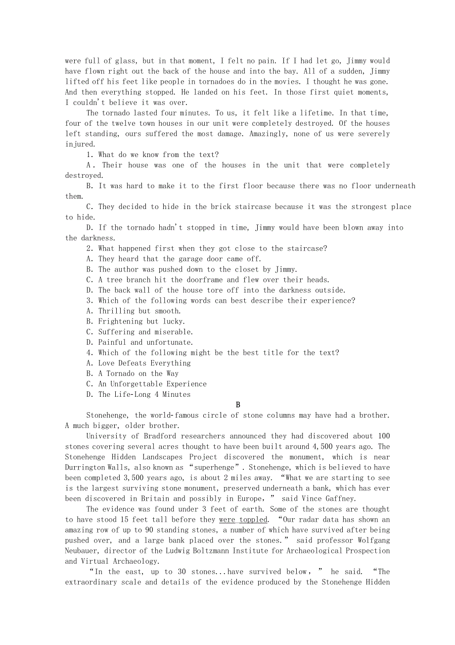 2020-2021学年新教材高中英语 Unit 5 Humans and nature Part 4 Lesson 3 Race to the Pole课时作业（含解析）北师大版必修第二册.doc_第3页