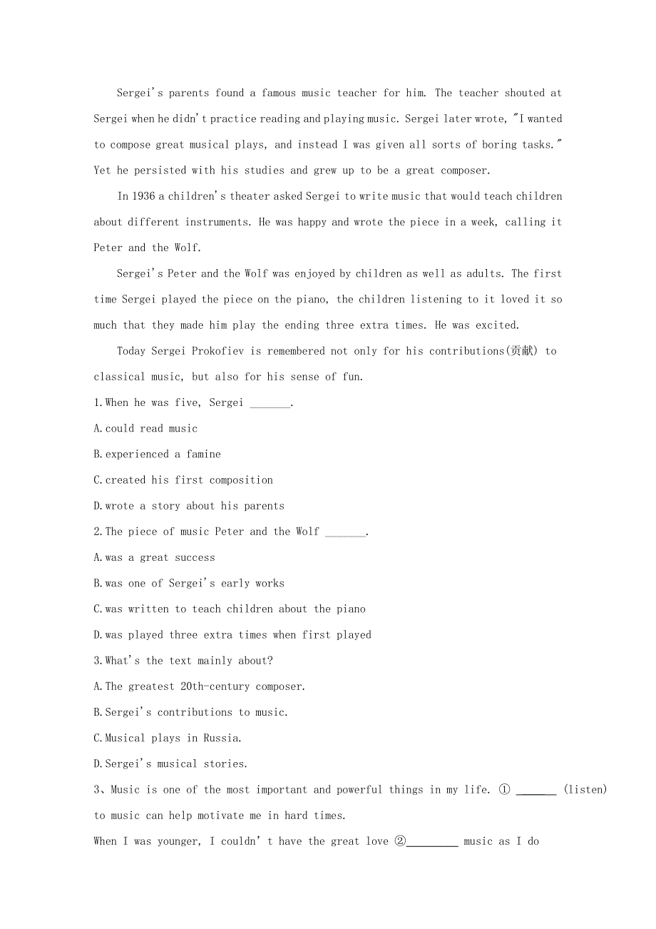 2020-2021学年新教材高中英语 Unit 5 Music Reading for Writing同步提升练习（含解析）新人教版必修第二册.doc_第3页