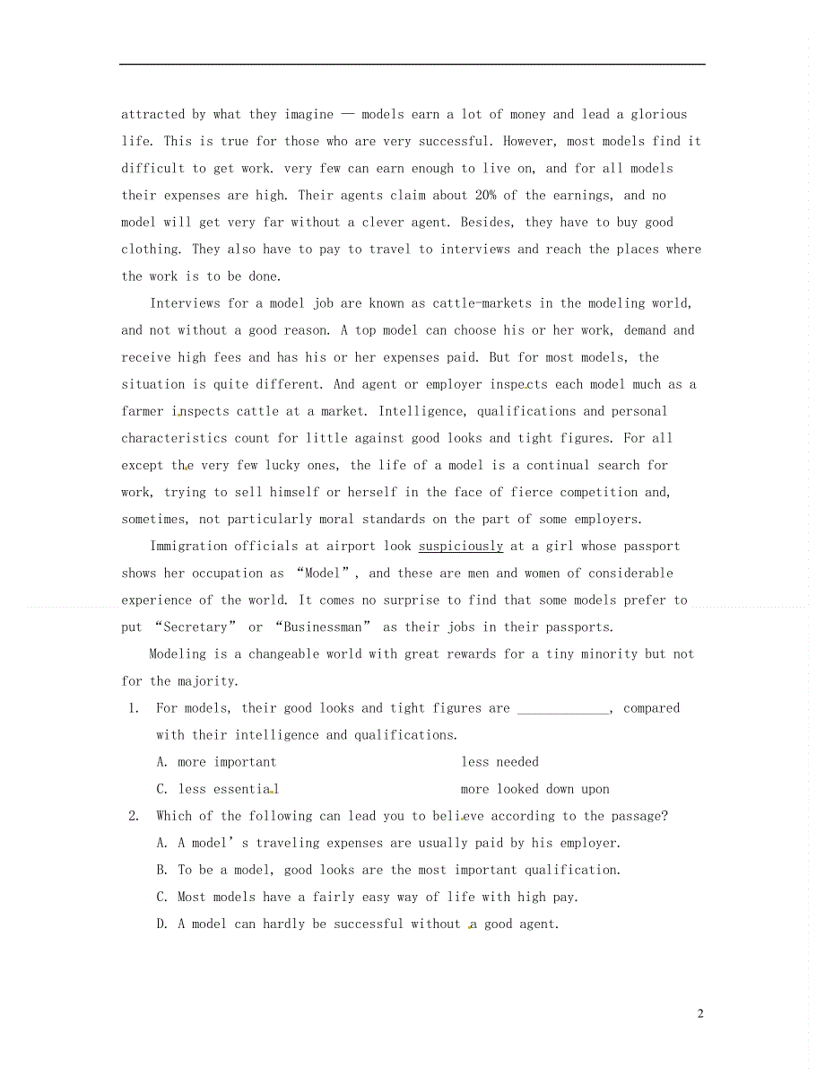 北京市房山区房山中学2022学年高一英语 寒假作业 2022年2月5日.docx_第2页