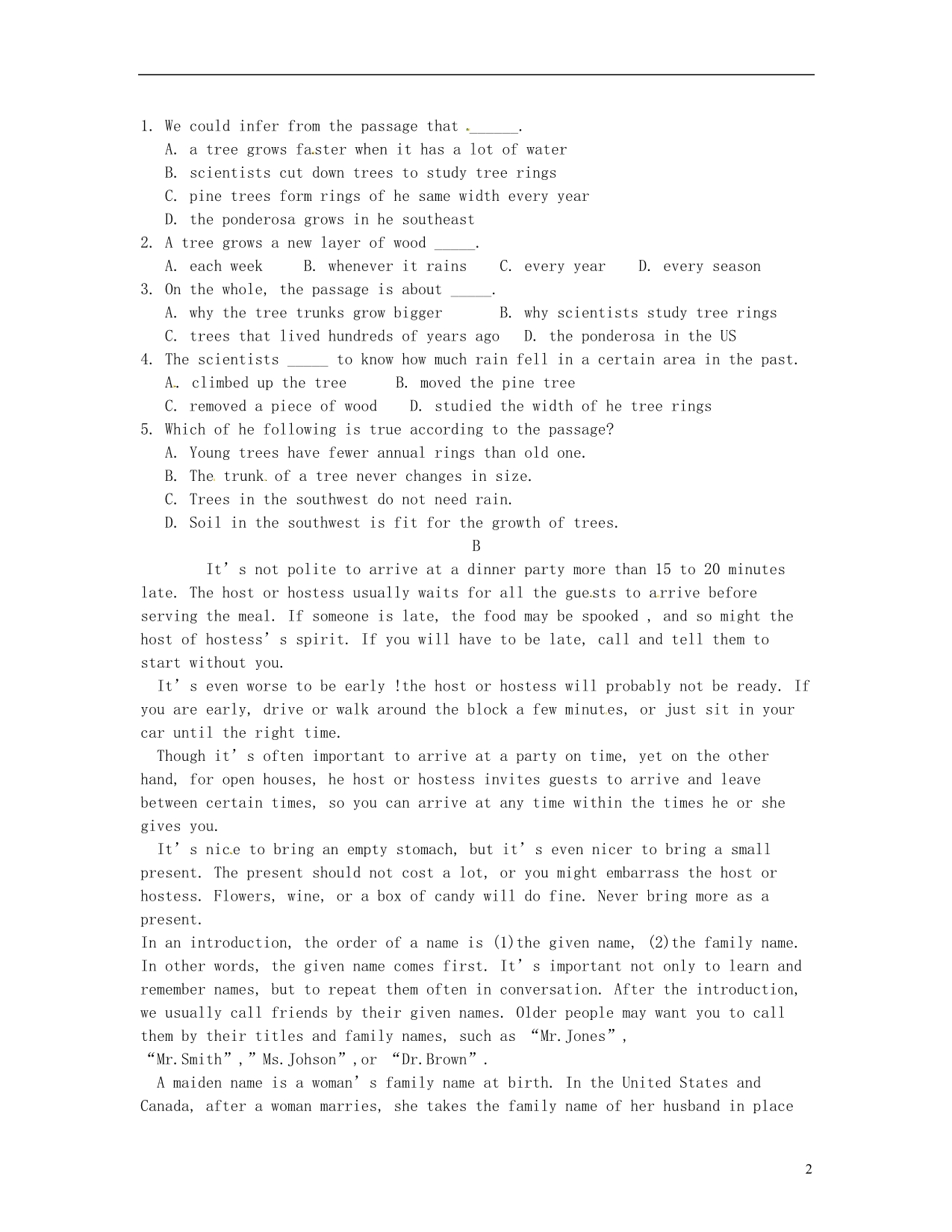 北京市房山区房山中学2022学年高一英语 寒假作业 2022年2月14日.docx_第2页