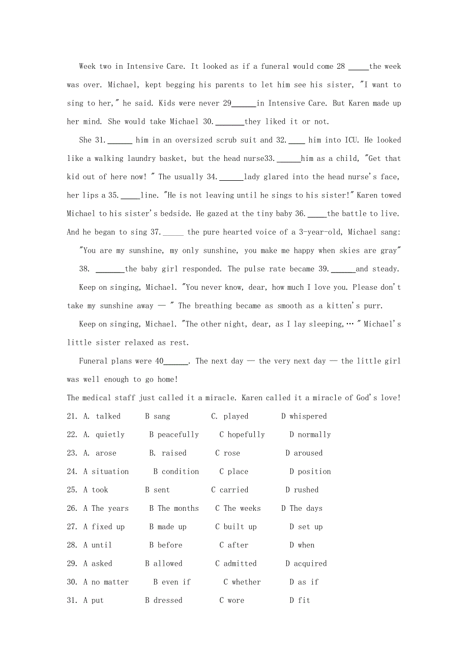 四川省广安市2014高考英语 完形填空 2013暑假自练题（6）.doc_第3页