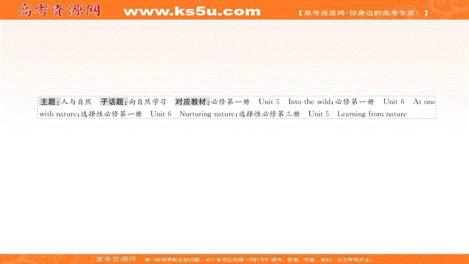 新教材2022届新高考英语外研版一轮复习课件：选择性必修 第三册 UNIT 5　LEARNING FROM NATURE .ppt_第2页