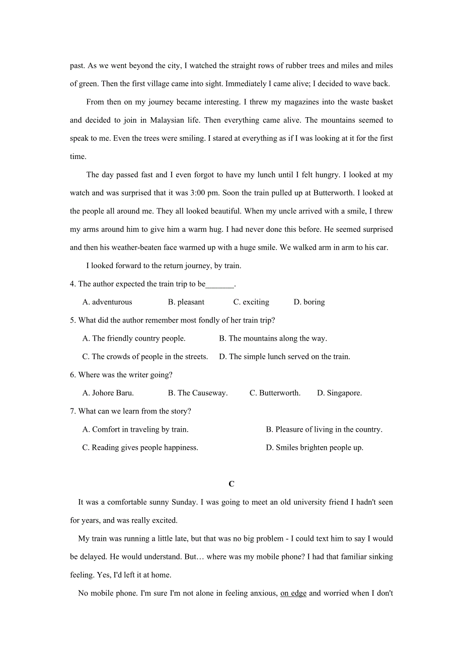 四川省成都外国语学校2018-2019学年高一上学期第一次月考英语试题 WORD版含答案.doc_第3页