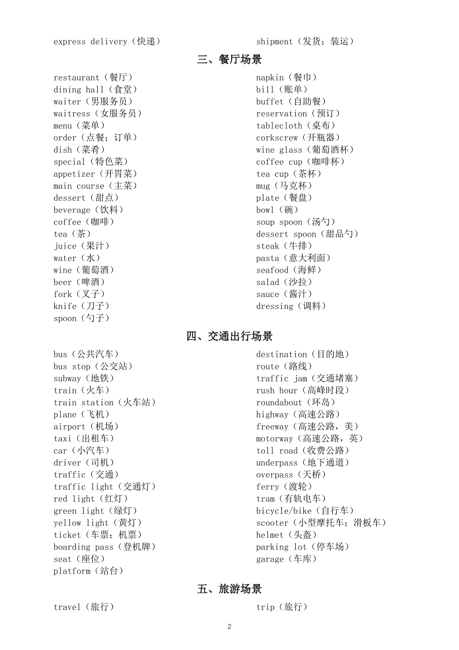 初中英语2025届中考听力生活场景常用词汇（共八类）.doc_第2页