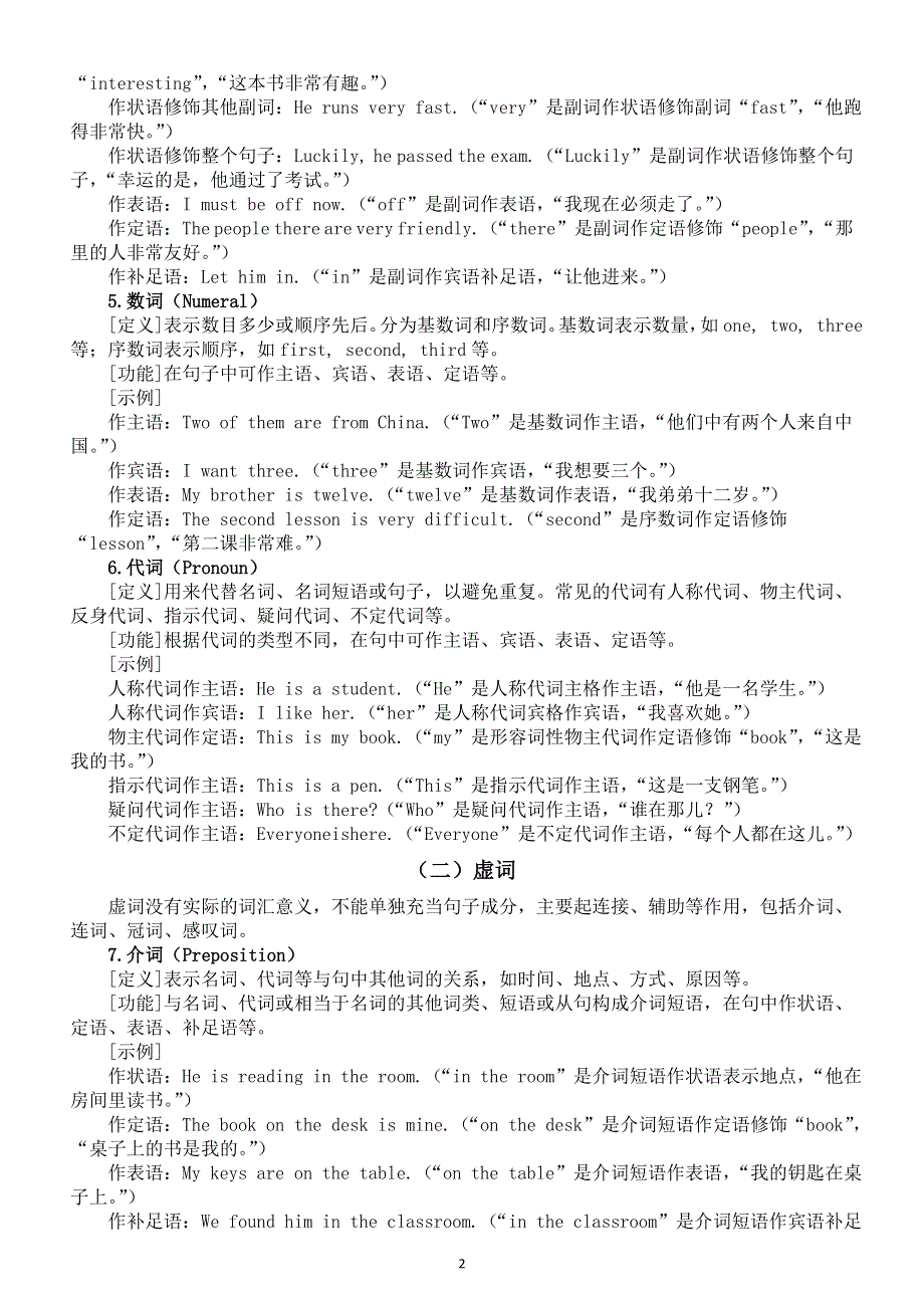 初中英语2025届中考语法知识讲解（词汇的词性 句子的成分）.doc_第2页