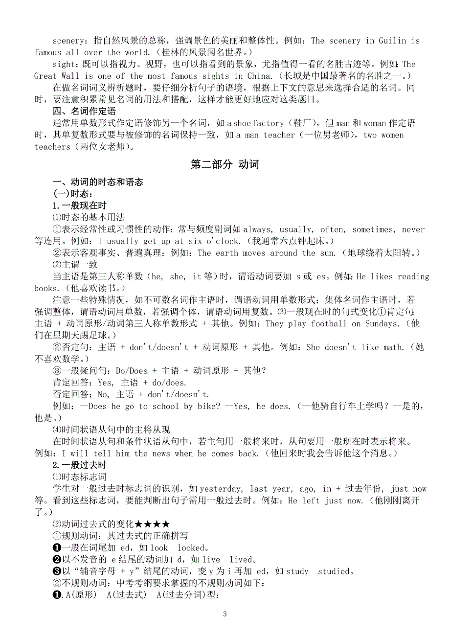 初中英语2025届中考语法复习名词和动词知识讲解.doc_第3页